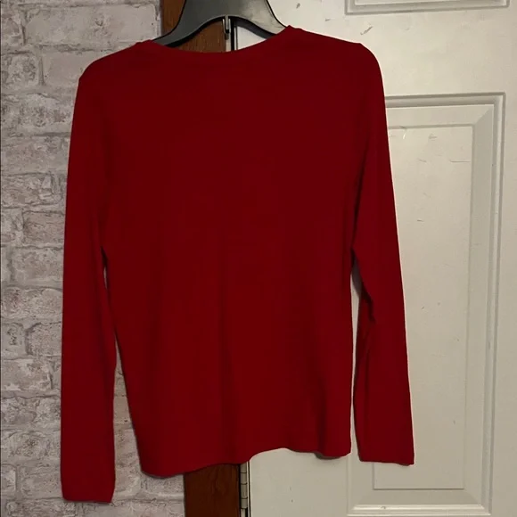Time and Tru Women's Bold Red Long Sleeve Tee - Picture 5 of 6